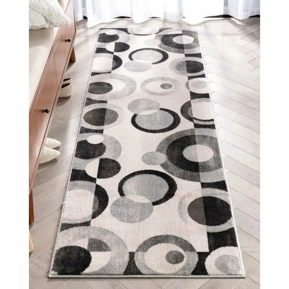 Avi Modern Geometric Grey Black Rug