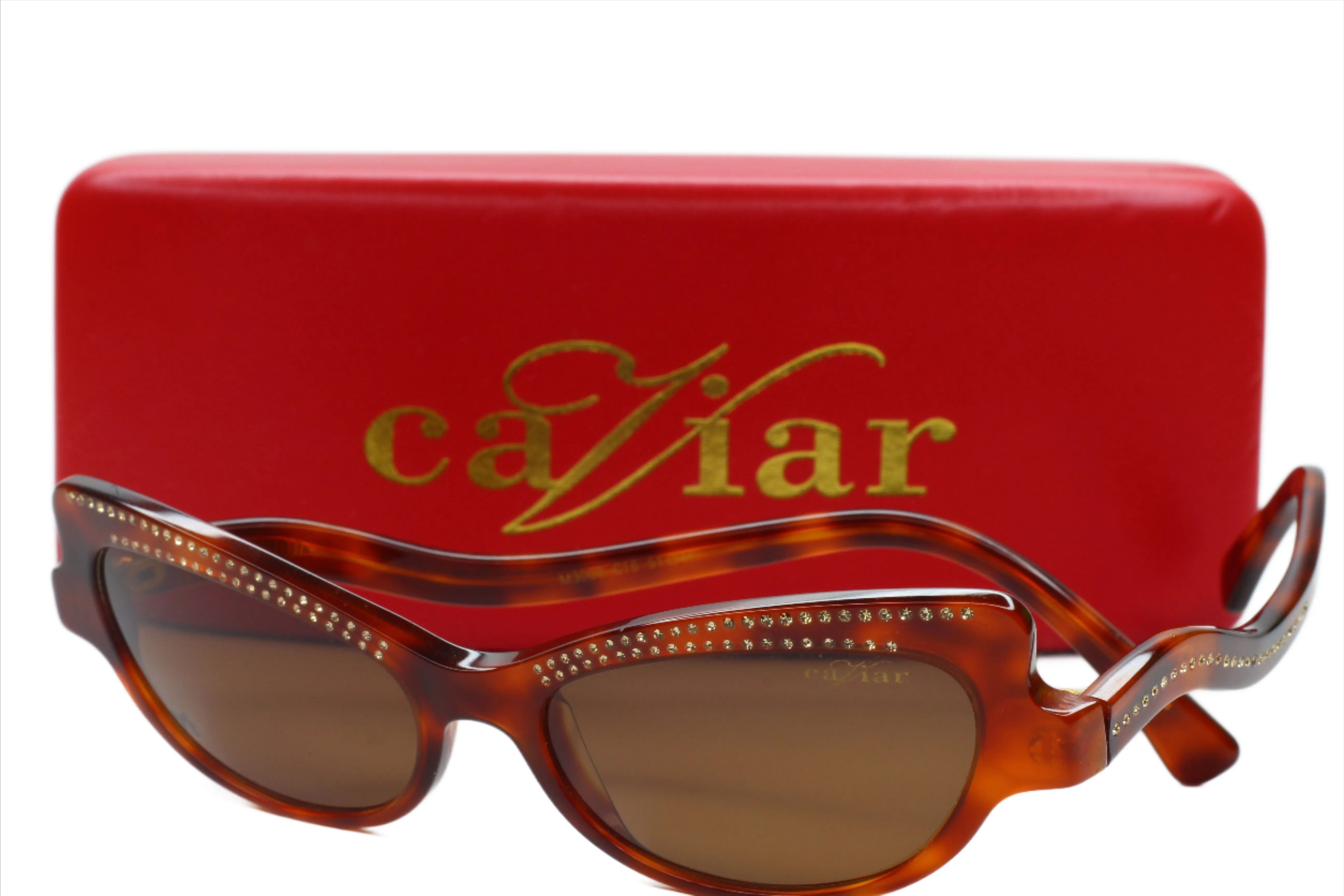 Caviar M3002 C16 Havana Brown Swarovski Crystals Luxury Sunglasses