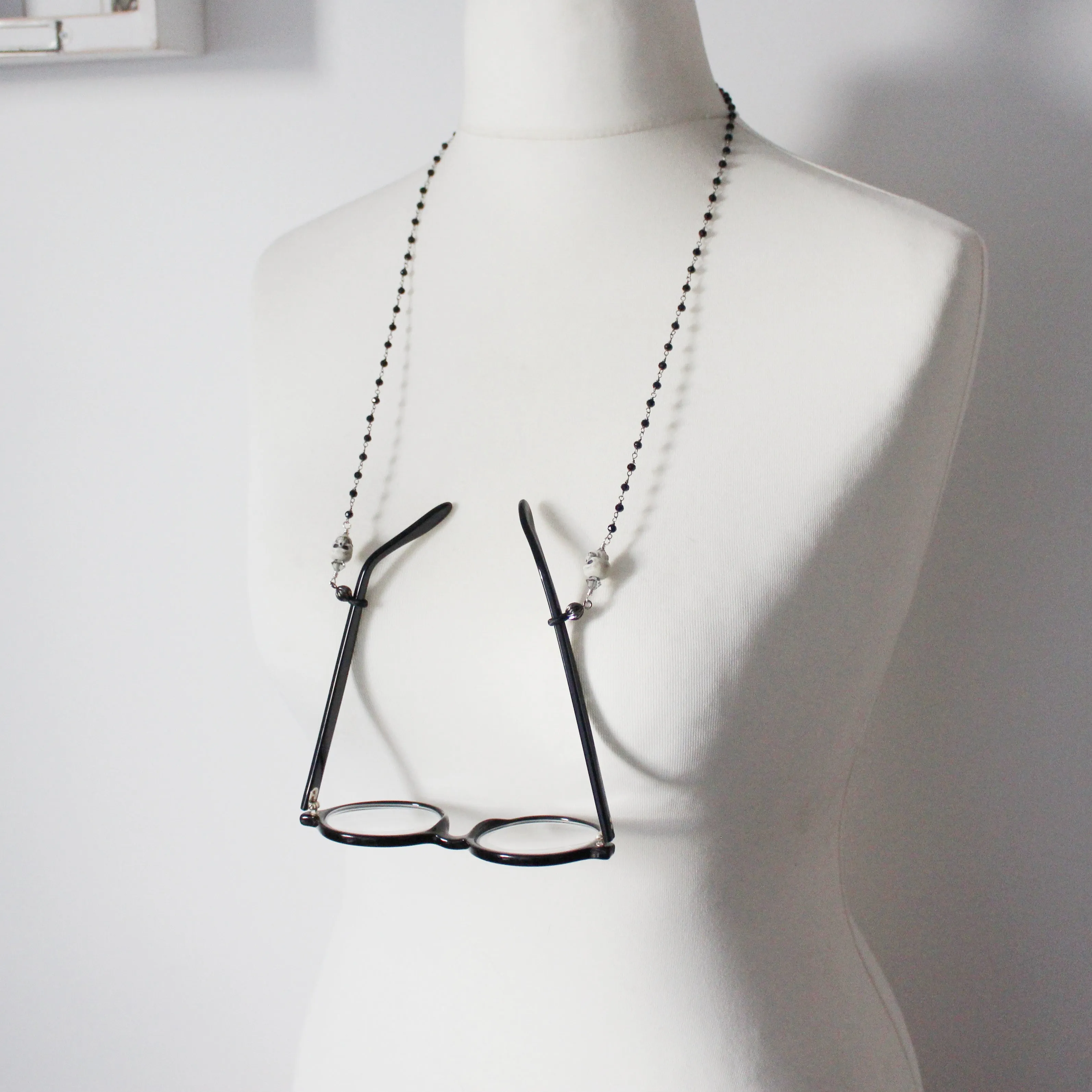 Gothic Glasses Chain with Skulls