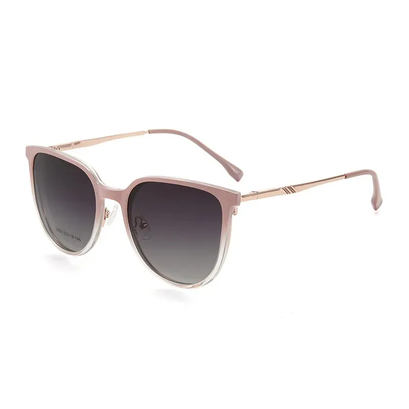 KatKani Women's Full Rim Cat Eye Alloy  Eyeglasses With Clip On Sunglasses 2258